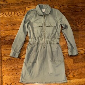 J. Crew Sage Green Zip-Front Utility Jacket Dress